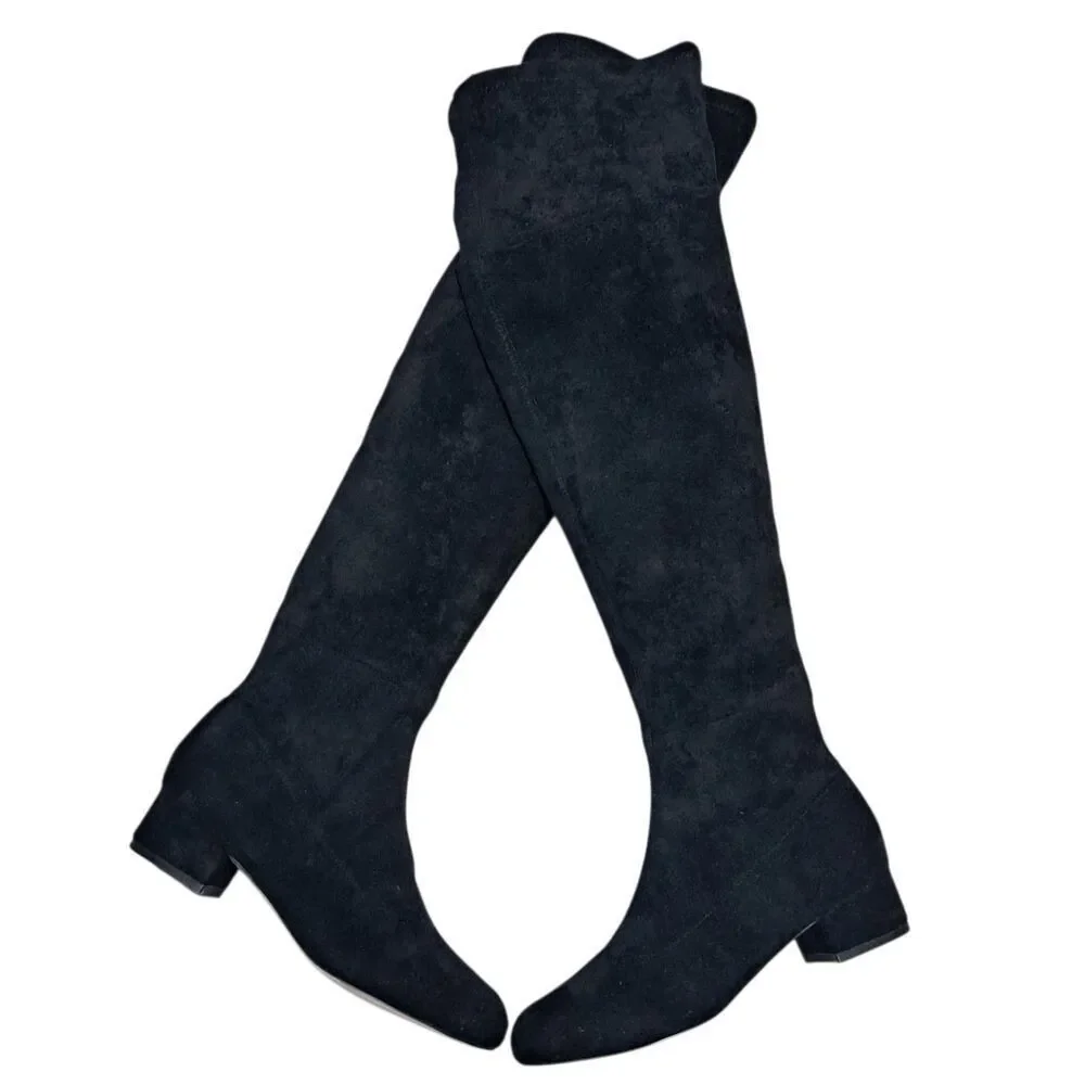 Anthropologie Raven Gothic Preppy Glam Casual Knee High  Boots Size 6 Black